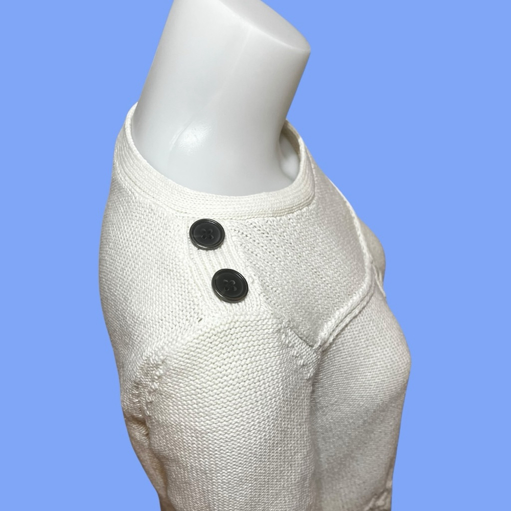 Women’s Talbots Anchor Cotton Sweater, Petite M, Off White - Picture 9 of 14